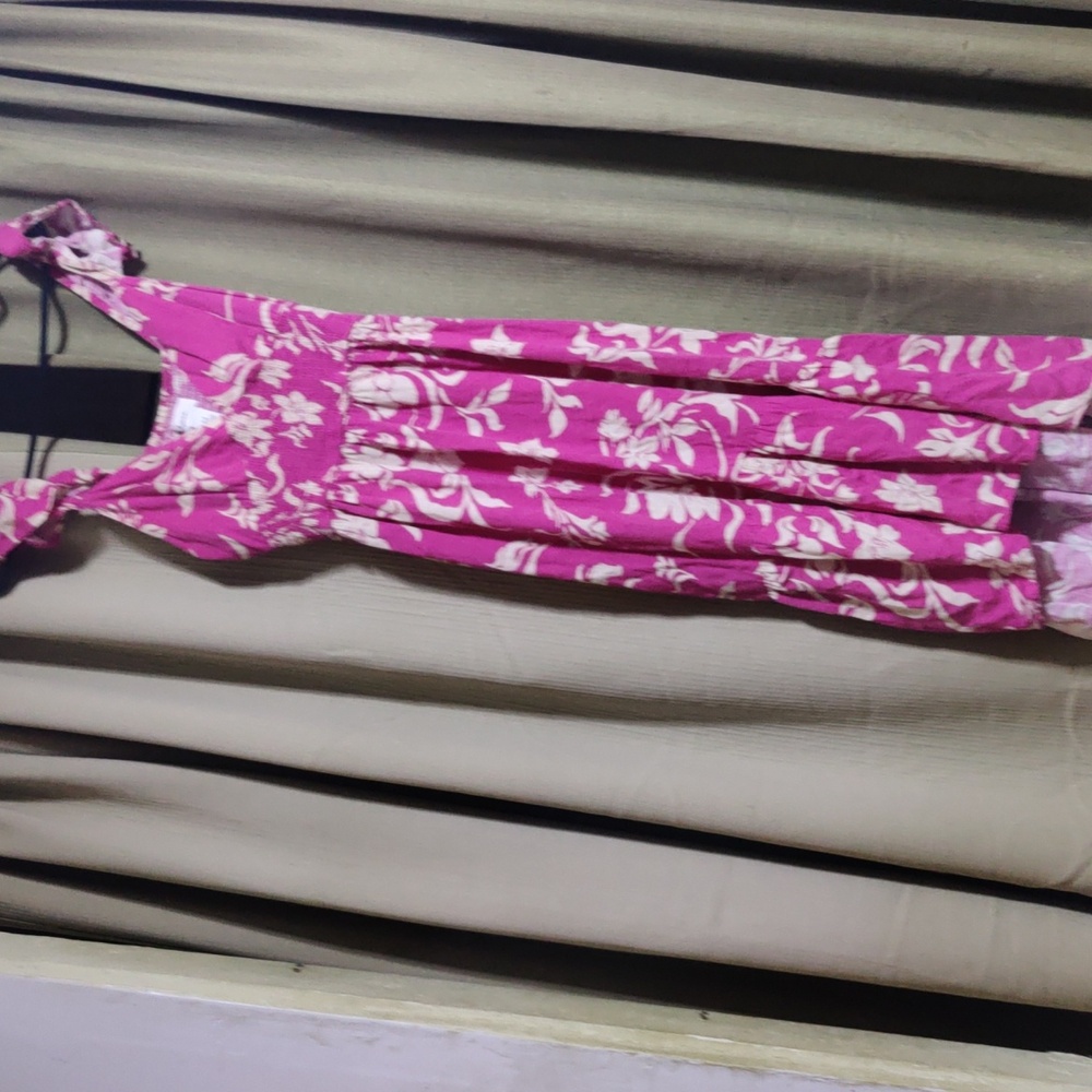 medium Japna pink and White Floral Ankle length Dress - Picture 3 of 9